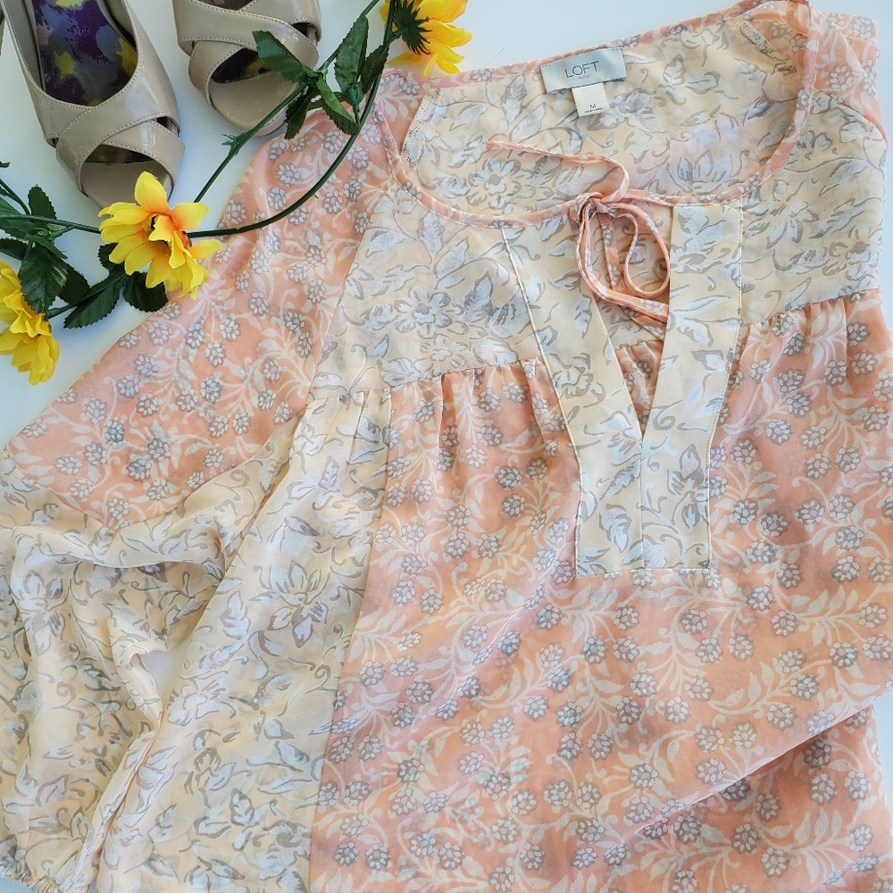Loft peach and cream top